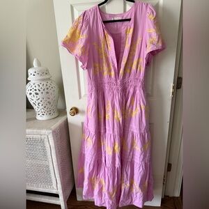 Anthropologie Pink and Yellow SOMERSET Maxi Dress